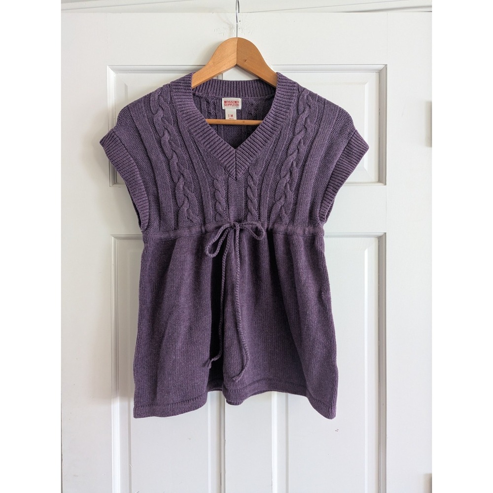 Vintage Purple Belle babydoll cinch tie waist v neck sweater top mossimo Size M